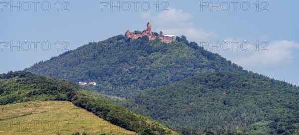 Distant view of the Haut-Koenigsbourg in the Vosges mountains in the Alsace region of France