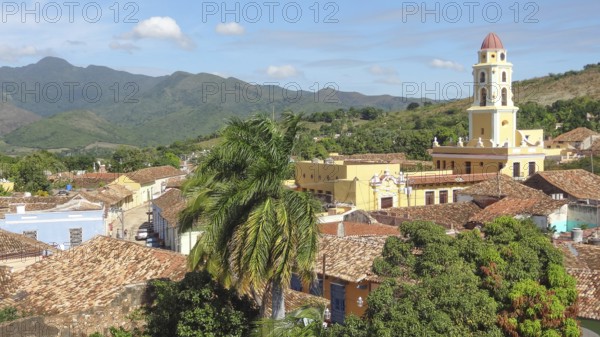 City view of Trinidad, a town in Cuba in sunny ambiance