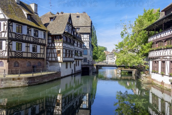 Sunny waterside impression of Strasbourg, a city at the Alsace region in France