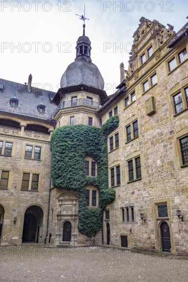 Scenery around Neuenstein Castle in Hohenlohe at winter time
