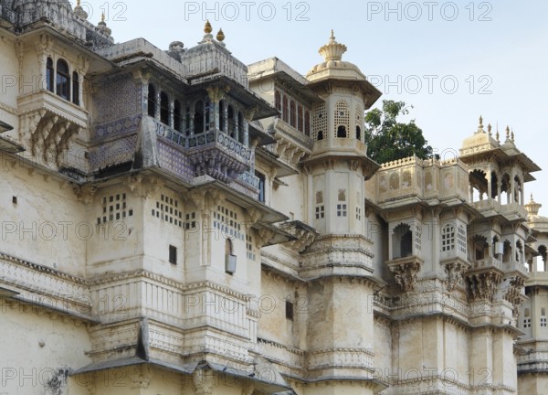 Detail of the City Palace in Udaipur, a city located in Rajasthan, India