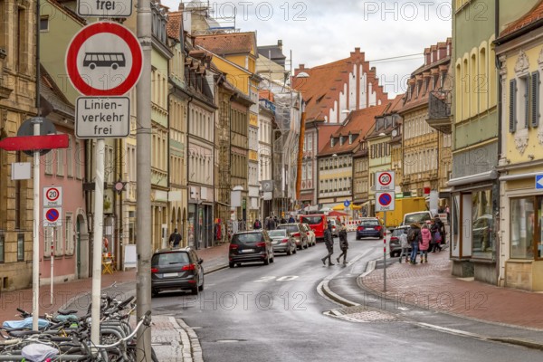 Street scenery in Bamberg, a town in Upper Franconia, Germany