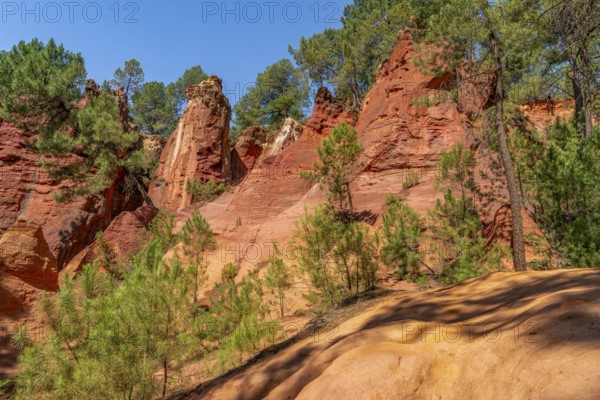 Impression around the Ochre Path near Roussillon, a commune in the Vaucluse department of the Provence region in southern France