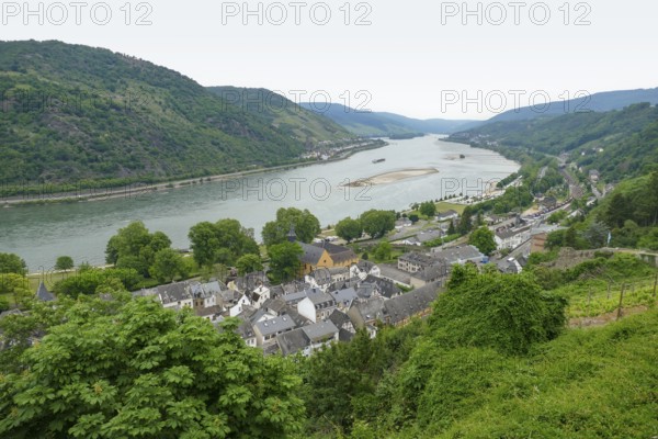 Aerial view of Bacharach at the Middle Rhine area in Germany