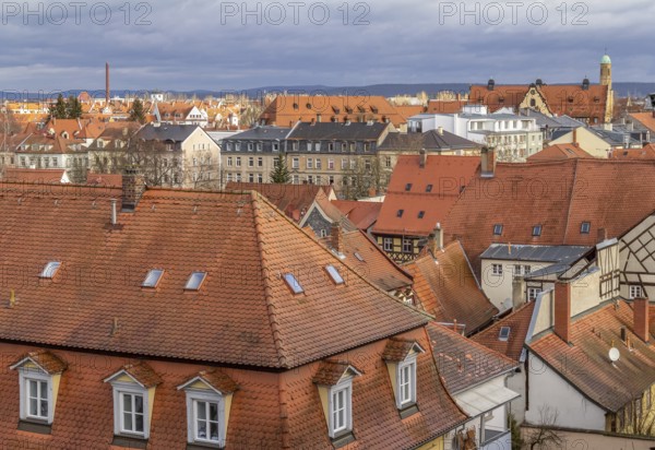 High angle view of Bamberg, a town in Upper Franconia in Bavaria, Germany