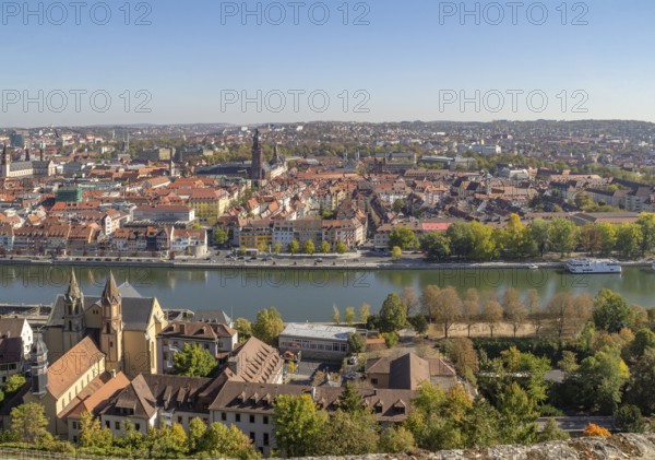 Aerial view of Wuerzburg, a franconian city in Bavaria, Germany