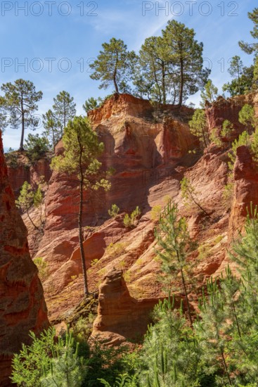 Impression around the Ochre Path near Roussillon, a commune in the Vaucluse department of the Provence region in southern France