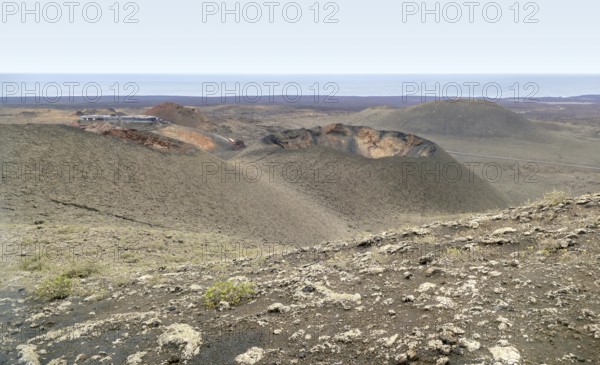 Impression at the Timanfaya National Park in Lanzarote, part of the Canary Islands in Spain