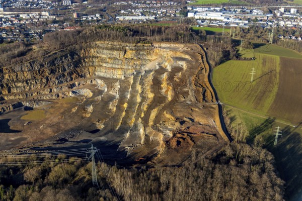 Aerial view, Steltenberg landscape conservation area, Hohenlimburg quarry, Hagen, Ruhr area, North Rhine-Westphalia, Germany, DE, Europe, landscape conservation area, aerial view, aerial photography, aerial photography, nature conservation, nature reserve, quarry, opencast mining, overview, bird's-eye view, overview