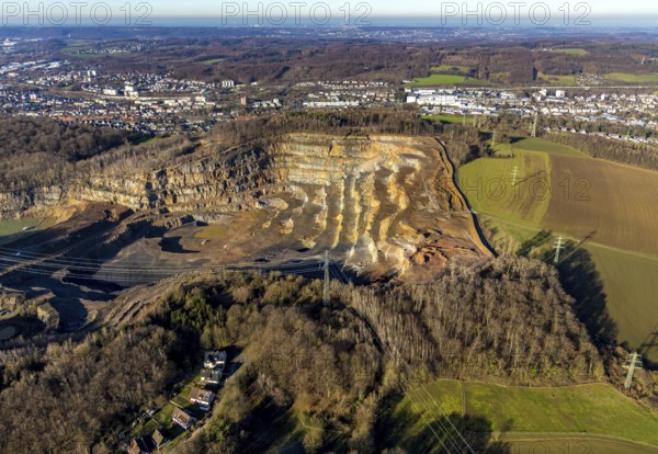 Aerial view, Steltenberg landscape conservation area, Hohenlimburg quarry, Hagen, Ruhr area, North Rhine-Westphalia, Germany, DE, Europe, landscape conservation area, aerial view, aerial photography, aerial photography, nature conservation, nature reserve, quarry, opencast mining, overview, bird's-eye view, overview
