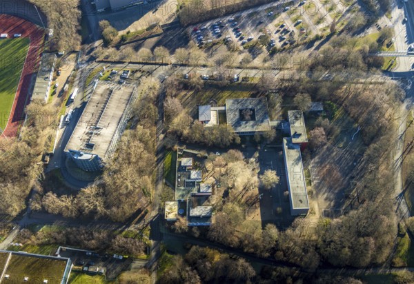 Aerial photo, Meinolfschule Städt. Catholic primary school, Hagen, Ruhr area, North Rhine-Westphalia, Germany, education, educational institution, DE, Europe, primary school, teaching institute, aerial photography, aerial photography, aerial photography, school, Stadionstraße, overview, bird's-eye view, birds-eyes view, overview