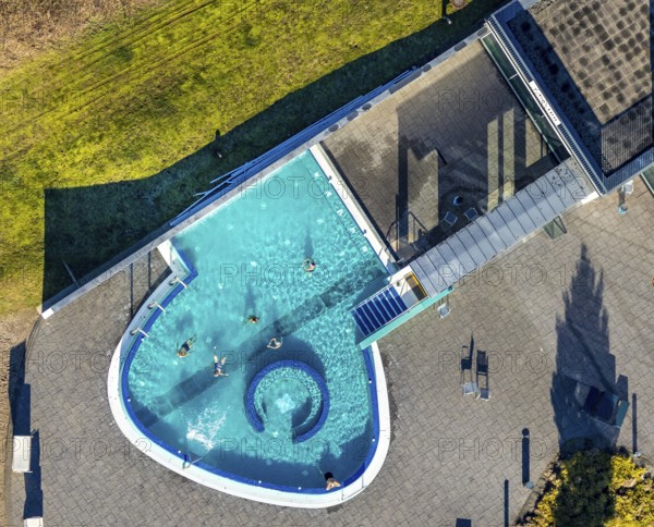 Aerial view, Westfalenbad, outdoor pool, Stadionstraße, Altenhagen, Hagen, Ruhr area, North Rhine-Westphalia, Germany, bathing establishment, bathing resort, DE, Europe, outdoor pool, open-air pool, leisure, leisure pool, leisure activities, aerial view, aerial photography, aerial photography, swimming pool, swimming pool, overview, bird's-eye view, overview
