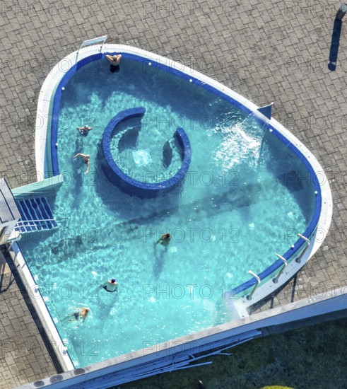 Aerial view, Westfalenbad, outdoor pool, Stadionstraße, Altenhagen, Hagen, Ruhr area, North Rhine-Westphalia, Germany