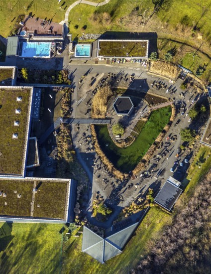 Aerial view, Westfalenbad, Stadionstraße, Altenhagen, Hagen, Ruhr area, North Rhine-Westphalia, Germany