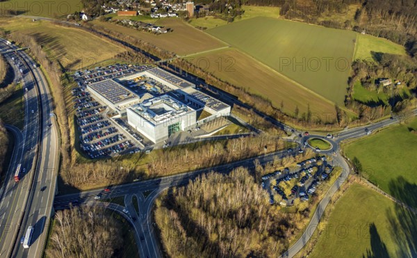 Aerial photograph, ENERVIE - Südwestfalen Energie und Wasser AG, ADUG - Arbeits-Daten-Umwelt-Gesundheitsschutz GmbH, Emst, Hagen, Ruhr area, North Rhine-Westphalia, Germany