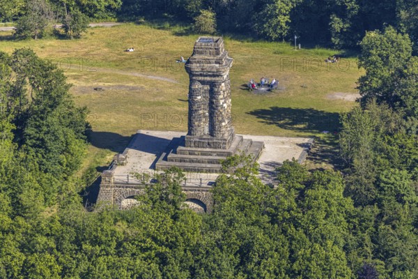 Aerial view, Bismarck Tower, Wehringhausen, Hagen, Ruhr area, North Rhine-Westphalia, Germany, DE, Europe, Goldberg, aerial photograph, aerial photography, aerial photography, Otto von Bismarck, park, sight, overview, bird's-eye view, historical, overview