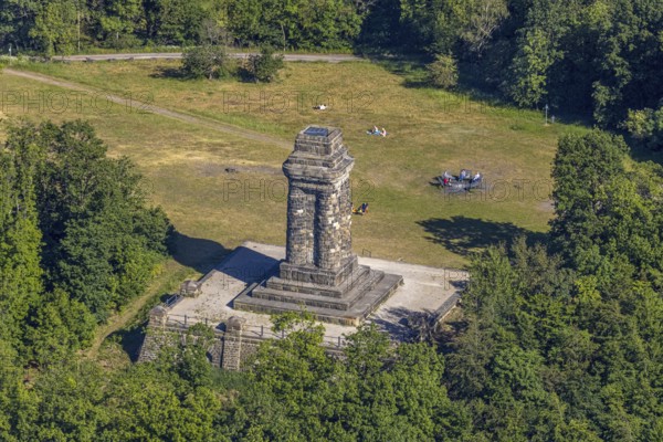 Aerial view, Bismarck Tower, Wehringhausen, Hagen, Ruhr area, North Rhine-Westphalia, Germany, DE, Europe, Goldberg, aerial photograph, aerial photography, aerial photography, Otto von Bismarck, park, sight, overview, bird's-eye view, historical, overview