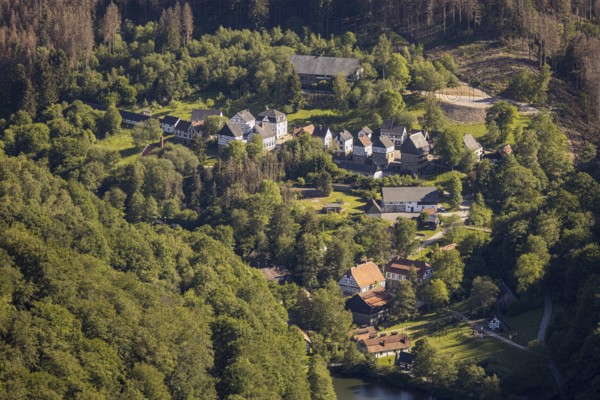 Aerial photograph, open-air museum Hagen, LWL, Hagen, Ruhr area, North Rhine-Westphalia, Germany, DE, Europe, culture, art, LWL open-air museum, aerial photograph, aerial photography, aerial photography, museum, overview, bird's-eye view, birds-eyes view, overview