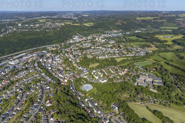 Aerial view, local view Eilpe, comprehensive school Eilpe Hagen, Otto-Densch-Halle, Hagen, Ruhr area, North Rhine-Westphalia, Germany, education, educational institution, DE, Europe, comprehensive school, educational institute, aerial view, aerial photography, aerial photography, school, sports, sports facilities, sports facility, overview, bird's eye view, birds-eyes view, overview