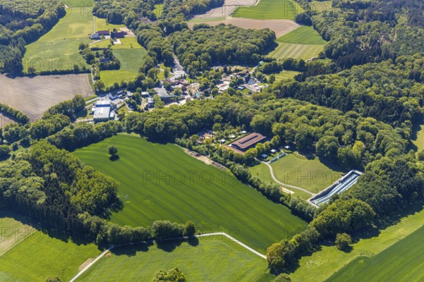 Aerial view, Ketteler Hof leisure park, Haltern am See, Münsterland, Ruhr area, North Rhine-Westphalia, Germany, DE, Europe, leisure facility, leisure activities, leisure park, aerial view, aerial photography, aerial photography, overview, bird's-eye view, forest area, birds-eyes view, overview