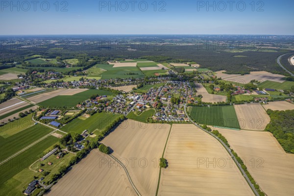 Aerial view, aerial view Lavesum, Haltern am See, Münsterland, Ruhr area, North Rhine-Westphalia, Germany, DE, Europe, aerial view, aerial photography, aerial photography, overview, bird's-eye view, forest area, meadows and fields, birds-eyes view, overview