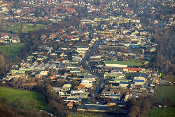 HALTERN AM SEE 16.12.2020 Industrial estate and company settlement along Annabergstrasse in Haltern am See in the state of North Rhine-Westphalia, Germany // Industrial estate and company settlement along Annabergstrasse in Haltern am See in the state of North Rhine-Westphalia, Germany. Photo: Hans Blossey