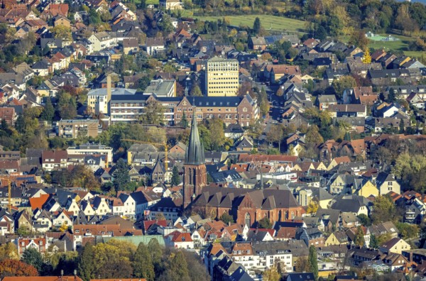 Aerial view, Old Town, St. Sixtus Church, St. Sixtus Hospital, historical buildings, Haltern am See, Ruhr area, North Rhine-Westphalia, Germany