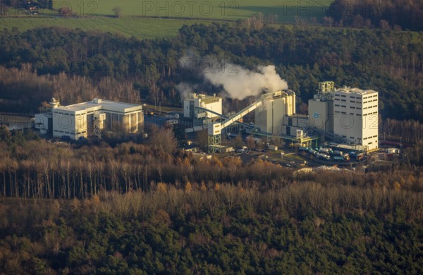 Aerial view of Quarzwerke GmbH - Haltern plant in the district of Lehmbraken in Haltern am See in the Ruhr area in North Rhine-Westphalia, Germany, DE, Europe, Haltern am See, aerial photograph, aerial photography, aerial photography, North Rhine-Westphalia, Quarzwerkstraße, Ruhr area, overview, bird's-eye view, overview