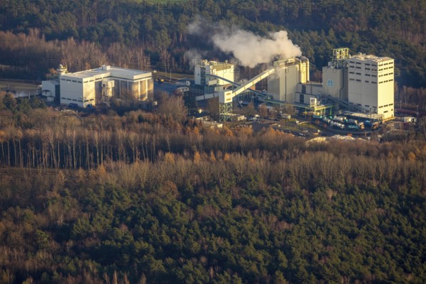 Aerial view of Quarzwerke GmbH - Haltern plant in the district of Lehmbraken in Haltern am See in the Ruhr area in North Rhine-Westphalia, Germany, DE, Europe, Haltern am See, aerial photograph, aerial photography, aerial photography, North Rhine-Westphalia, Quarzwerkstraße, Ruhr area, overview, bird's-eye view, overview