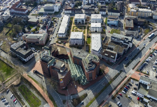 Aerial view, residential area, Museumsquartier between Sedanstraße / Am Stadtbad / Friedrichstraße, location of the former indoor swimming pool, Hamm, Ruhr area, North Rhine-Westphalia, Germany, DE, Europe, birds-eyes, view, aerial photograph, aerial photography, aerial photography, overview, overview, bird's eye view, living, flat, houses, residential buildings, housing estate, settlement