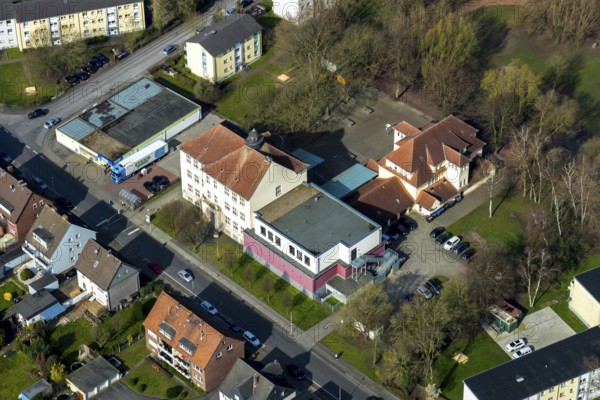 Aerial photo, community primary school Ludgerischule, Hamm, Ruhr area, North Rhine-Westphalia, Germany, DE, Europe, birds-eyes, view, aerial photo, aerial photography, aerial photography, overview, overview, bird's eye view, education, pupils, college, training, school year, homework, class, year group, education, pedagogy