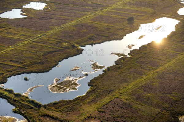 Aerial photo, Großes Torfmoor, Gehlenbeck, Hille, Lübbecke, Ostwestfalen-Lippe, OWL, North Rhine-Westphalia, Germany, DE, Europe, Hiller Moor, raised bog, aerial photo, aerial photography, aerial photography, moor, nature reserve Großes Torfmoor, Nettelstedter Moor, OWL book, OWL book, Ostwestfalen book, Torfmoor Lübbecke, overview, bird's eye view, birds-eyes view, overview