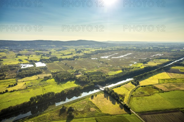 Aerial photo, Großes Torfmoor, Gehlenbeck, Hille, Lübbecke, Ostwestfalen-Lippe, OWL, North Rhine-Westphalia, Germany, DE, Europe, Hiller Moor, raised bog, aerial photograph, aerial photography, aerial photography, Mittellandkanal, moor, Großes Torfmoor nature reserve, Nettelstedter Moor, OWL book, OWL book, Ostwestfalenbuch, Torfmoor Lübbecke, overview, bird's eye view, birds-eyes view, overview