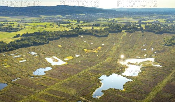 Aerial photo, Großes Torfmoor, Gehlenbeck, Hille, Lübbecke, Ostwestfalen-Lippe, OWL, North Rhine-Westphalia, Germany, DE, Europe, Hiller Moor, raised bog, aerial photo, aerial photography, aerial photography, moor, nature reserve Großes Torfmoor, Nettelstedter Moor, OWL book, OWL book, Ostwestfalen book, Torfmoor Lübbecke, overview, bird's eye view, birds-eyes view, overview