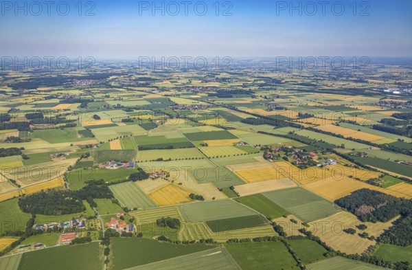 Aerial photo, agricultural areas, Allen, Wambeln, fields, meadows, Hamm, Ruhr area, North Rhine-Westphalia, Germany, DE, Europe, birds-eyes view, aerial photography, aerial photography, aerial photography, overview, bird's eye view