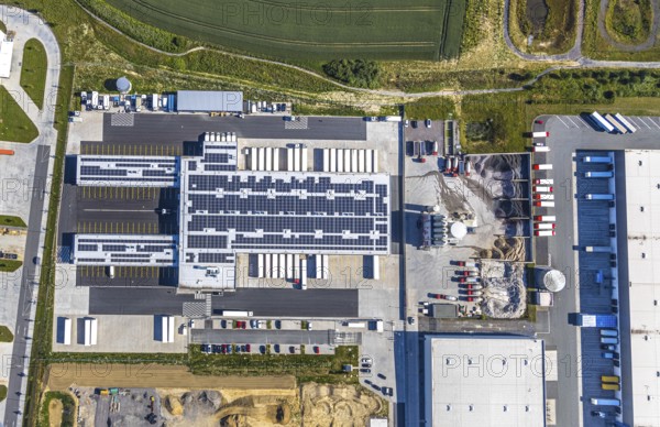 Aerial photo, Rhynern industrial estate on the A2 motorway, Rhynern, Hamm, Ruhr area, North Rhine-Westphalia, Germany, DE, Europe, birds-eyes view, aerial photo, aerial photography, aerial photography, overview, bird's eye view