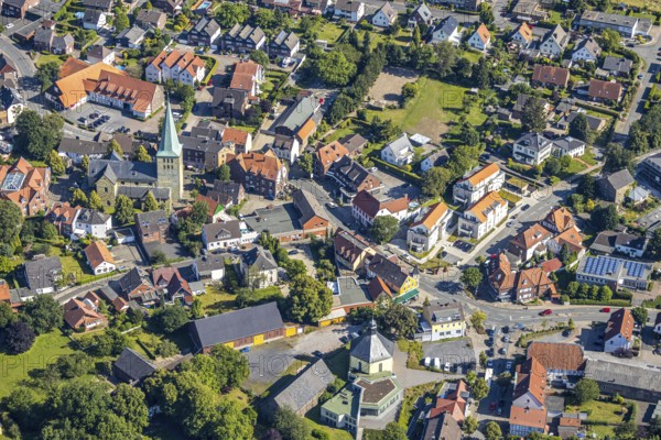 Aerial view, Rhynern centre, St. Regina church, Hamm, Ruhr area, North Rhine-Westphalia, Germany, DE, Europe, birds-eyes view, aerial photography, aerial photography, overview, bird's eye view