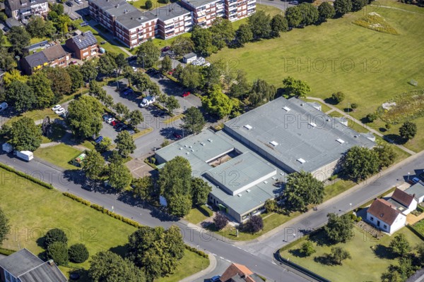Aerial photo, Sachsen-Halle, conversion, remodelling, Heessen, Hamm, Ruhr area, North Rhine-Westphalia, Germany, DE, Europe, birds-eyes, view, aerial photography, aerial photography, overview, overview, bird's eye view, Hamm-Heessen, event hall, venue, events
