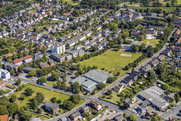 Aerial photo, Sachsen-Halle, conversion, remodelling, Heessen, Hamm, Ruhr area, North Rhine-Westphalia, Germany, DE, Europe, birds-eyes, view, aerial photography, aerial photography, overview, overview, bird's eye view, Hamm-Heessen, event hall, venue, events