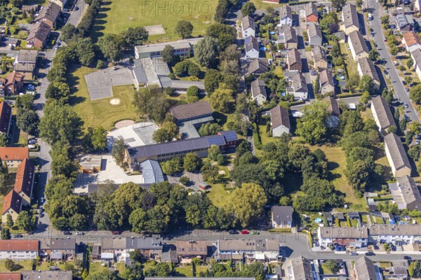Aerial photo, special school Erich-Kästner-Schule, primary school Gutenbergschule, Heessen, Hamm, Ruhr area, North Rhine-Westphalia, Germany, DE, Europe, birds-eyes, view, aerial photograph, aerial photography, aerial photography, overview, overview, bird's eye view, education, pupils, college, education, school year, homework, class, year group, education, pedagogy, special school