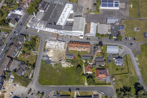 Aerial photo, construction area Seeburger Straße, airfield EDLH, Hamm, Ruhr area, North Rhine-Westphalia, Germany, DE, Europe, birds-eyes, view, aerial photograph, aerial photography, aerial photography, overview, bird's eye view, building, construction area, construction planning, building areas