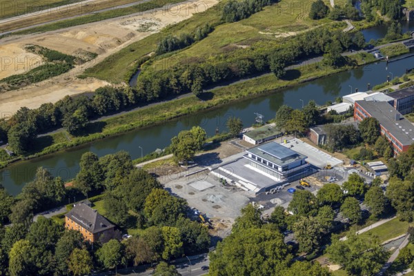 Aerial view, construction site water sports centre, Hamm, Ruhr area, North Rhine-Westphalia, Germany, DE, Europe, birds-eyes, view, aerial photography, aerial photography, aerial photography, overview, overview, bird's eye view, water sports, canoeing, rowing, sports, leisure, water, fitness