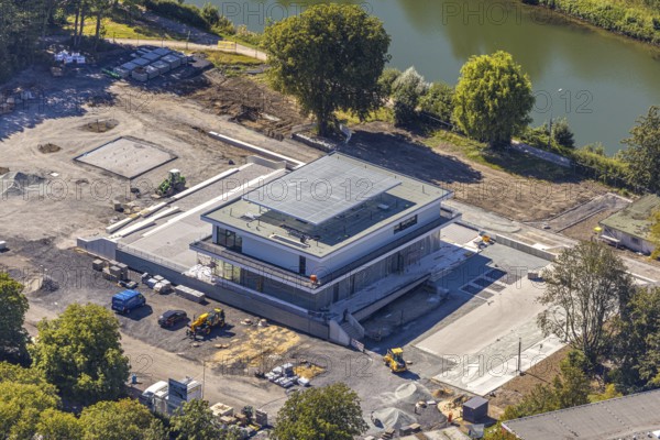 Aerial view, construction site water sports centre, Hamm, Ruhr area, North Rhine-Westphalia, Germany, DE, Europe, birds-eyes, view, aerial photography, aerial photography, aerial photography, overview, overview, bird's eye view, water sports, canoeing, rowing, sports, leisure, water, fitness