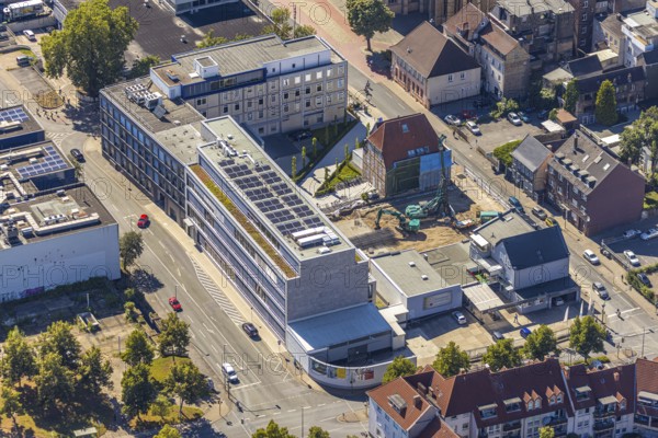 Aerial view, construction site, new building, Pressehaus Westfälischer Anzeiger, Radio Lippewelle, Hamm, Ruhr area, North Rhine-Westphalia, Germany, DE, Europe, birds-eyes, view, aerial photography, aerial photography, overview, overview, bird's eye view, press, newspaper, news, information, daily newspaper, radio station, radio programme, modedration, music, news, hits, charts
