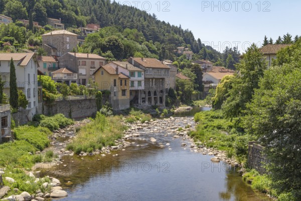 Scenery around Vals-les-Bains, a commune in the Ardeche department located at the Volane river in southern France