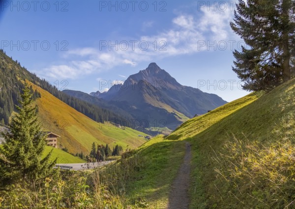 Idyllic scenery around Warth, a municipality in the district of Bregenz in the Austrian state of Vorarlberg