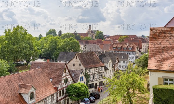 High angle scenery in Bad Wimpfen, a historic spa town in the district of Heilbronn in the Baden-Wuerttemberg region of southern Germany