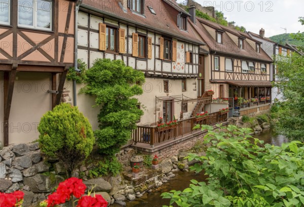 Waterside impression of Kaysersberg, a historical town and former commune in Alsace in northeastern France