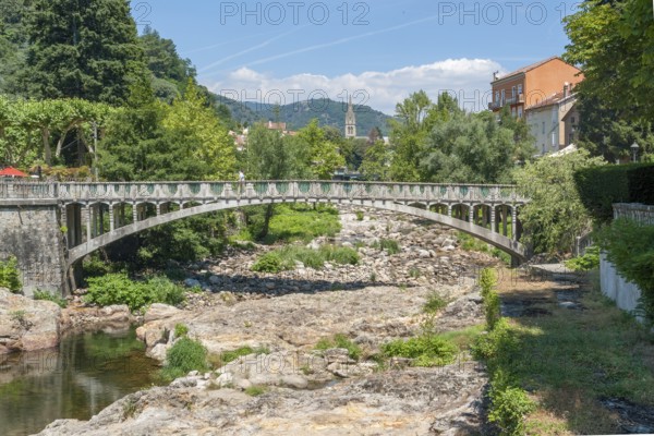 Scenery around Vals-les-Bains, a commune in the Ardeche department located at the Volane river in southern France