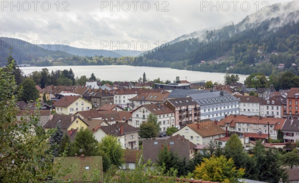 Aerial view of Gerardmer, a commune in the Vosges department in Grand Est in northeastern France